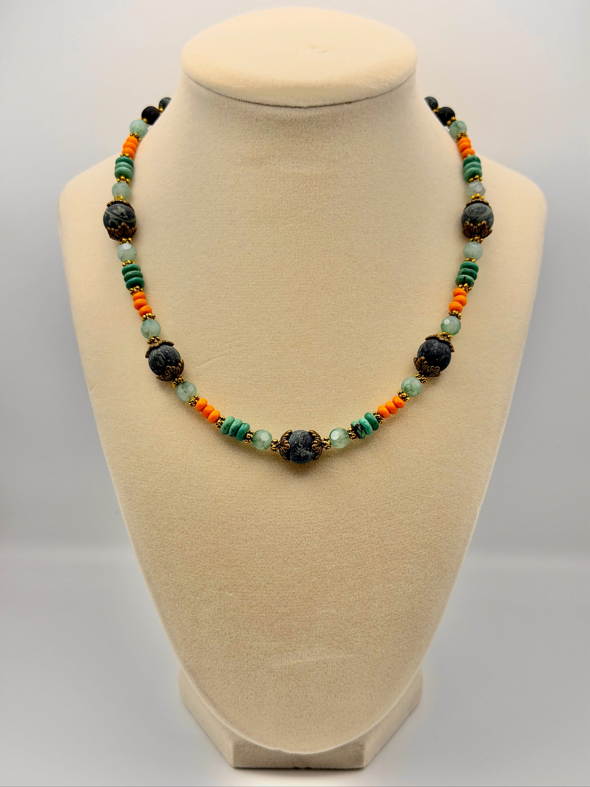 Kambaba Jasper & Turquoise Magnesite Set – Necklace, Bracelet & Earrings