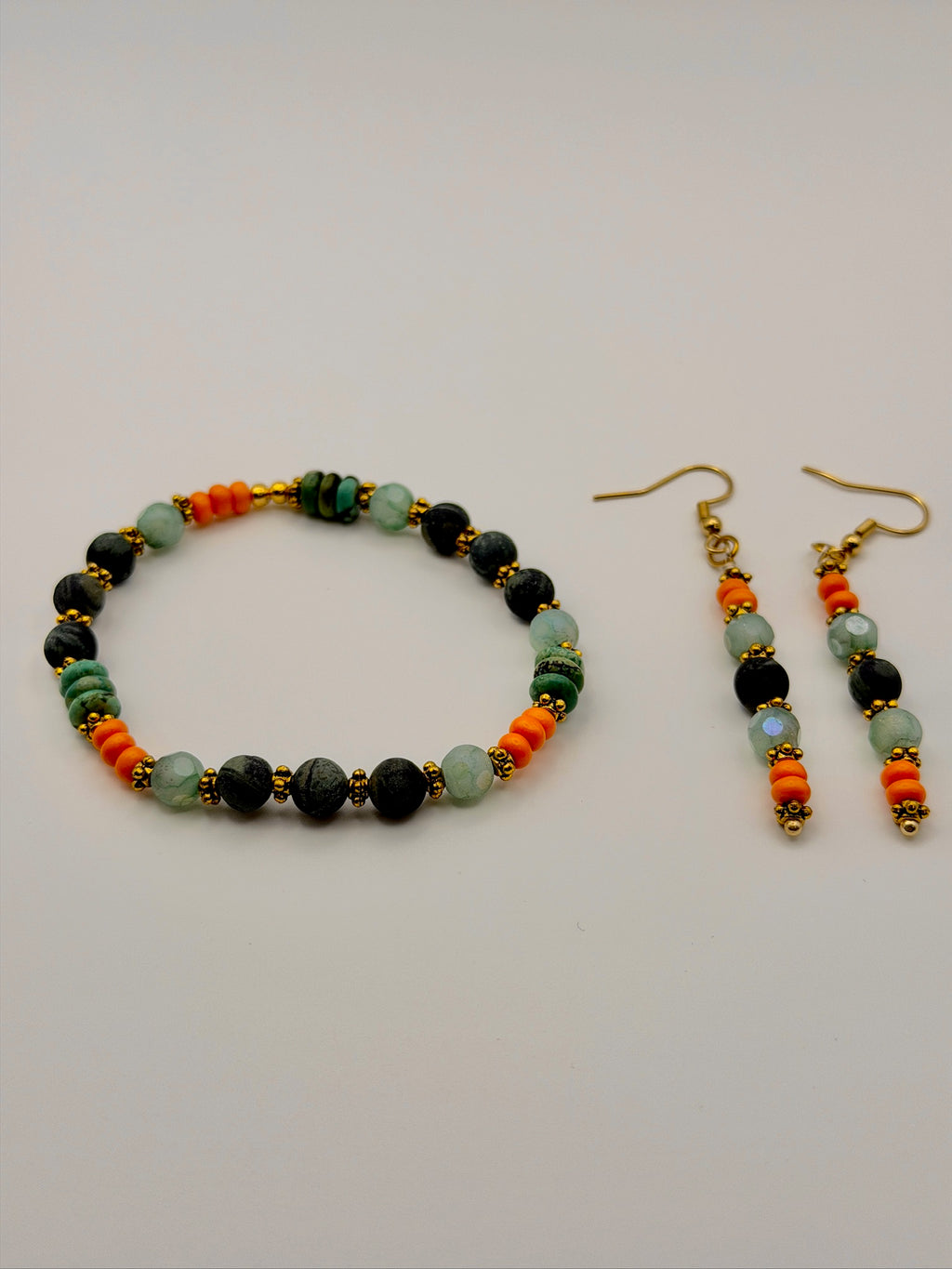 Kambaba Jasper & Turquoise Magnesite Set – Necklace, Bracelet & Earrings