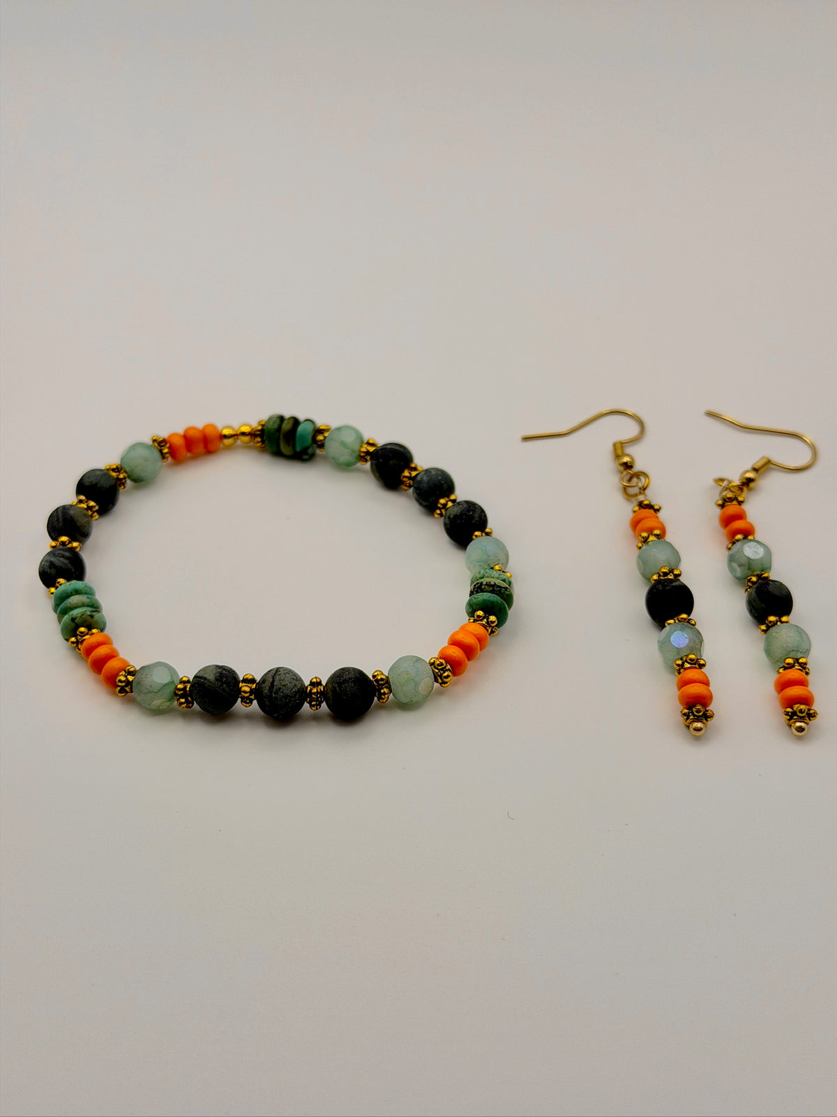 Kambaba Jasper & Turquoise Magnesite Set – Necklace, Bracelet & Earrings
