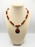 Red Jasper Teardrop Pendant with Red Rainbow Jasper & River Stone Fossil/Jasper