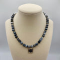 San Benito Charm in an 8mm Jade Beaded Necklace - 16.0 inches long