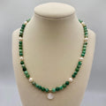 Green Opal 6mm Bead with Fresh Water Pearls Necklace - 18.0 inches long