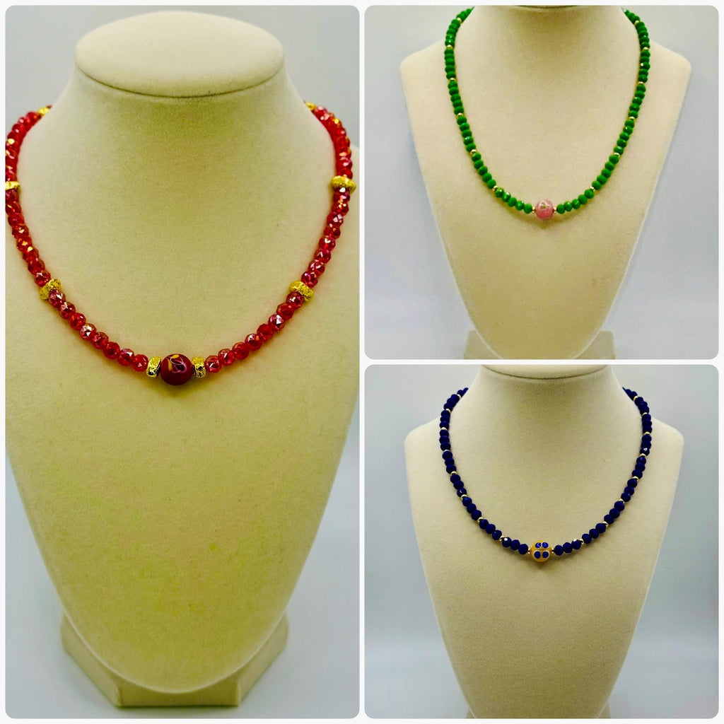 Faceted 6mm Crystal Necklaces with various colors accents - lenght and color varies