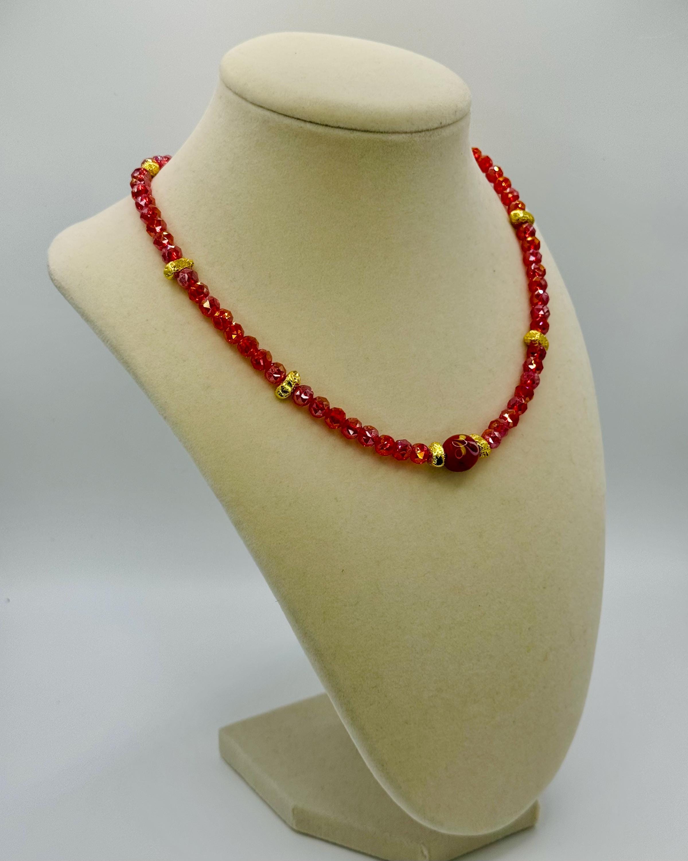 Faceted 6mm Crystal Necklaces with various colors accents - lenght and color varies