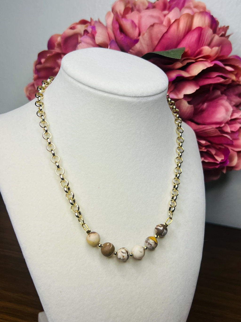 Handmade Frosted Zebra Jasper Necklace – Earthy Chic Beaded Jewelry