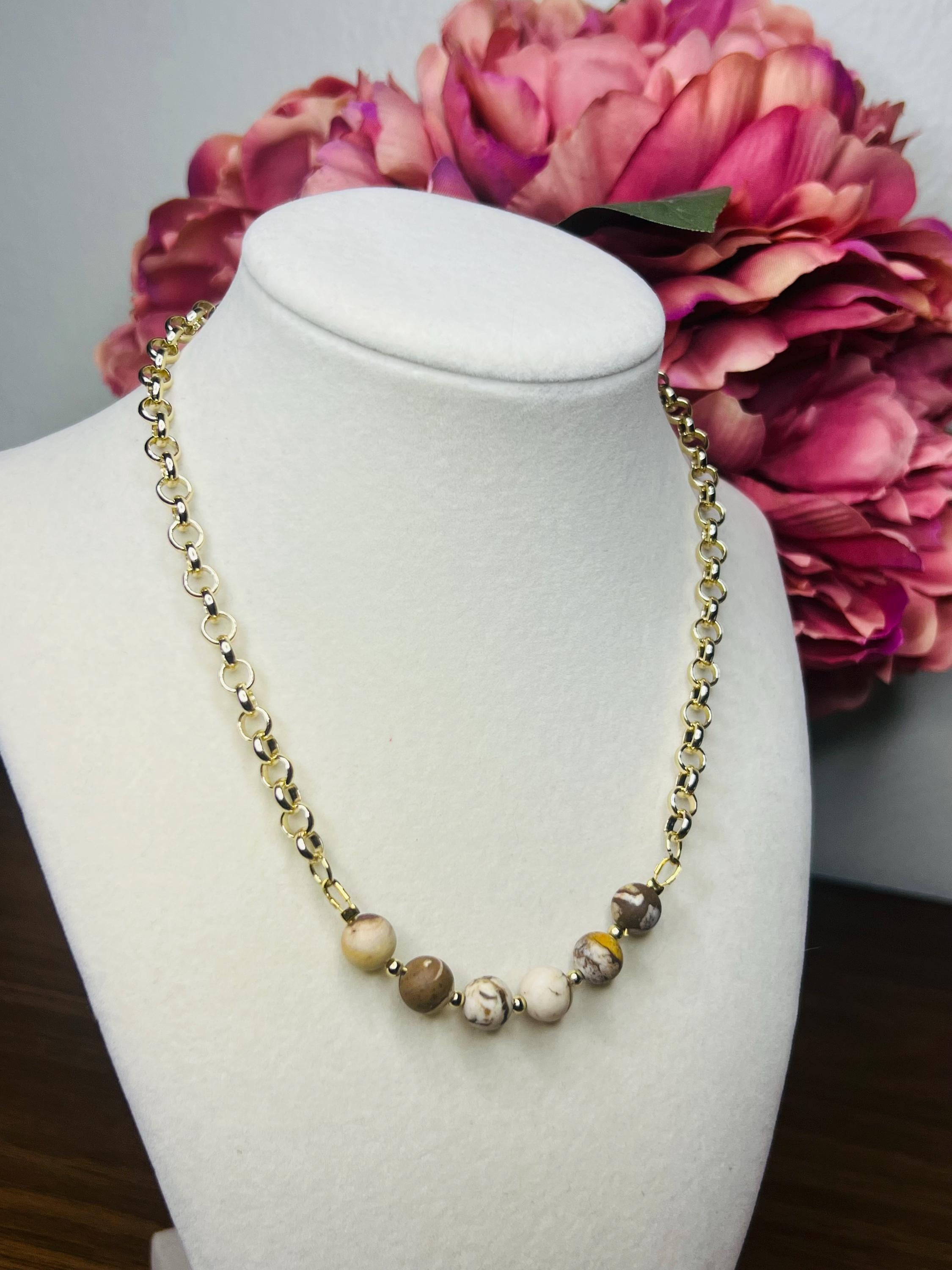 Handmade Frosted Zebra Jasper Necklace – Earthy Chic Beaded Jewelry