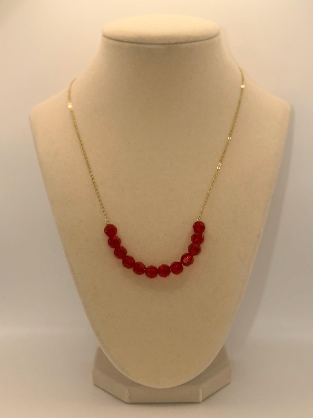 Chic Red Crystals Chain Necklace - 18 inches long