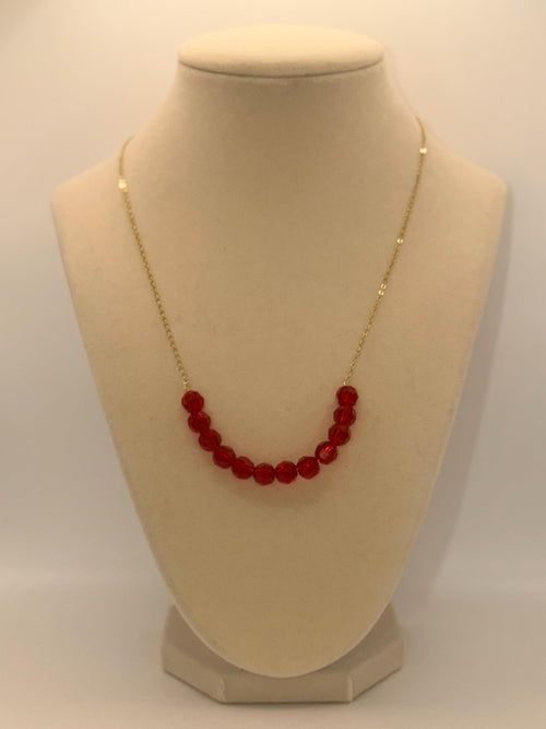 Chic Red Crystals Chain Necklace - 18 inches long