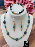 Kambaba Jasper & Turquoise Magnesite Set – Necklace, Bracelet & Earrings