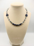 Sodalite Stars & Moon Beaded Necklace with Pale Violet Crystals
